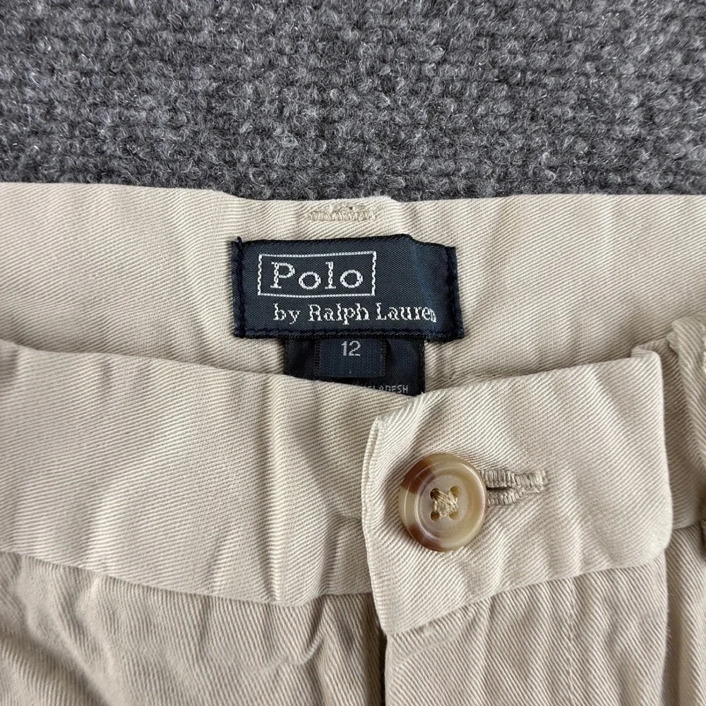 Polo Ralph Lauren Boys Classic Polo Chino Shorts Tan Khaki Size 12 0392